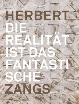 beige-brauner Einband zeigt Detail eines Kunstwerks von Herbert Zangs. Große Typografie im Vordergrund erstreckt sich über gesamten Bildraum in Versalien in brauen und weißen Farben.